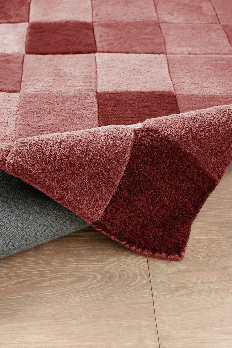 Jubi Burgundy Checkered Hand Tufted Wool Rug image number 2