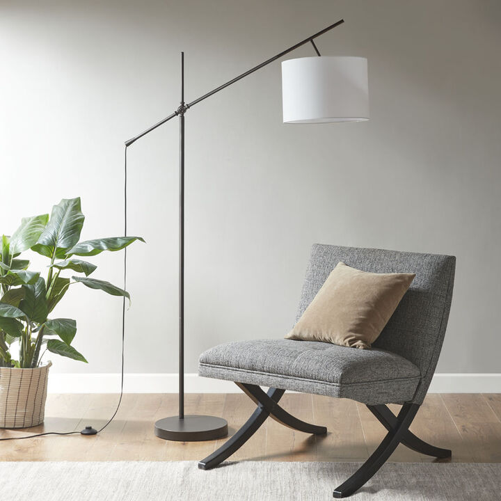Keller Adjustable Arched Floor Lamp with Drum Shade