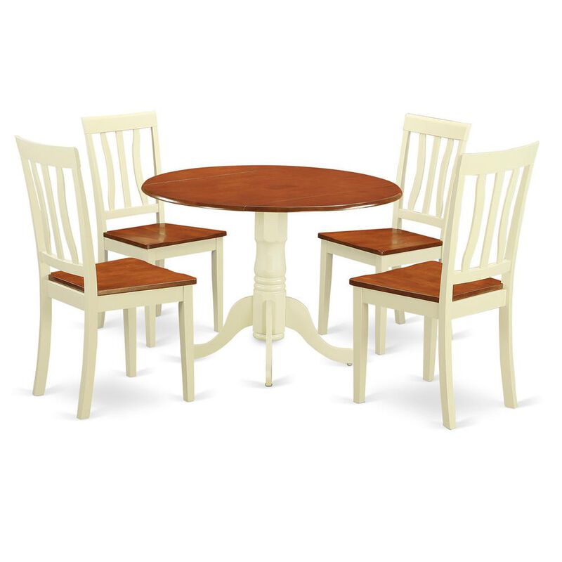 Dining set - 5 Pcs with 4 Wood Chairs in Buttermilk
