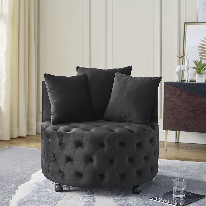 Merax Velvet Upholstered Swivel Chair for Living Room