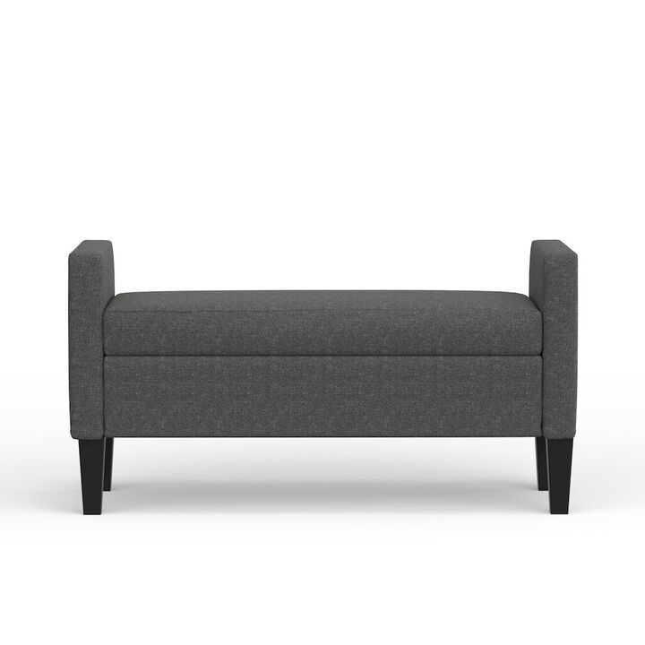 Rize Home 46 Storage Bench with Arms - Dark Gray