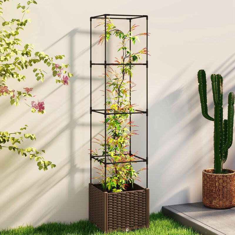 Hivvago Tomato Cage Planter Box with Trellis and Drainage image number 1
