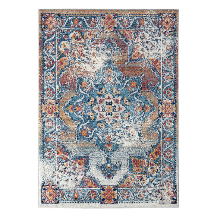 HomeRoots Medallion Power Loom Area Rug