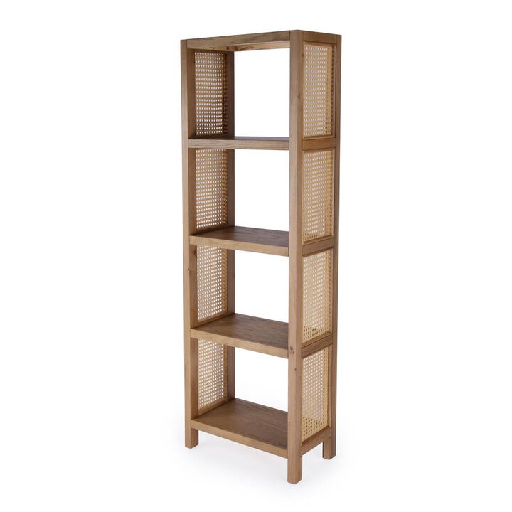 Butler Specialty Mesa Cane and Solid Wood 4- Tier Etagere Bookcase, Natural