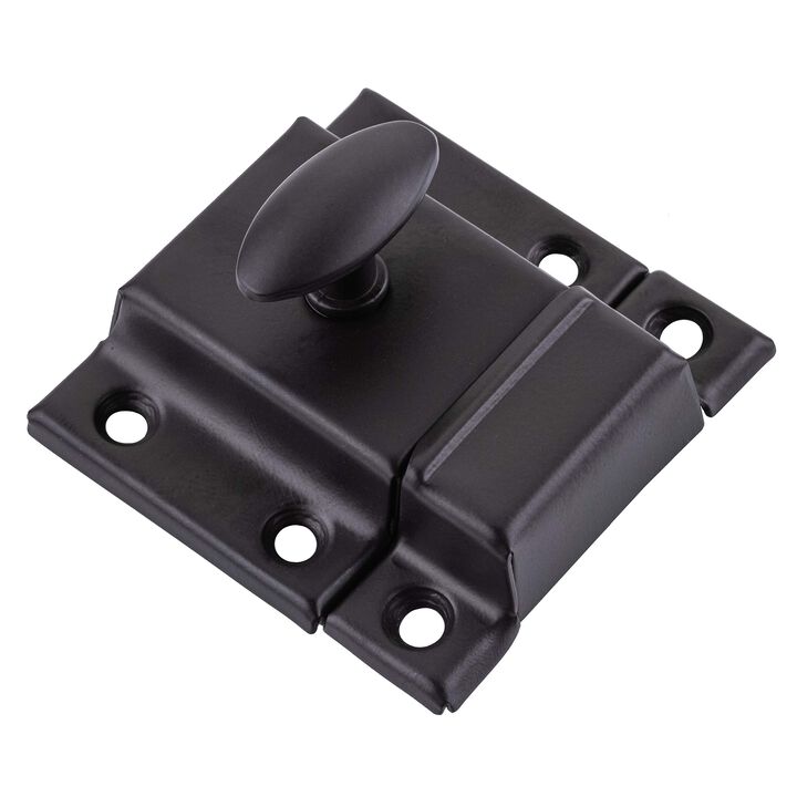 Small Stamped Oil Rubbed Bronze Cabinet Door Latch - 1 7/8    1 7/8 - Pack of 6 - Spring Loaded Cupboard Door Latch with Ova