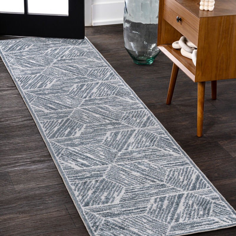 Vector Modern Coastal Geometric Machine-Washable Area Rug