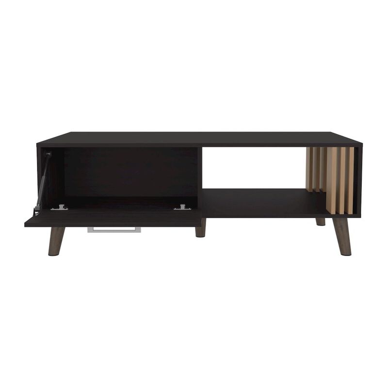 Lenoir Coffee Table, 1 Door, 1 Shelf, Black / Natural Oak