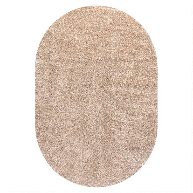Haze Solid Low Pile Oval Area Rug