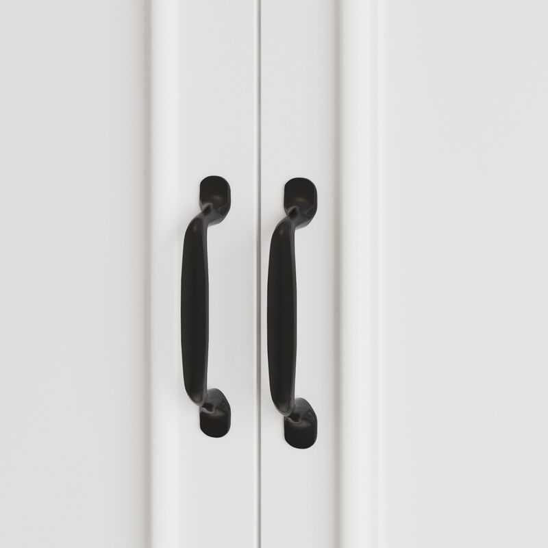 FUFU&GAGA White Lacquered Storage Cabinet with Adjustable Shelves, Open Compartments & Drawers (47.2 in. W x 16.5 D x 78.7 H)