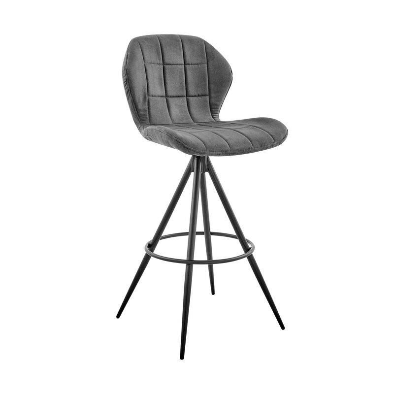 Catalina Bar Height Bar Stool in Charcoal Fabric and Balck Finish