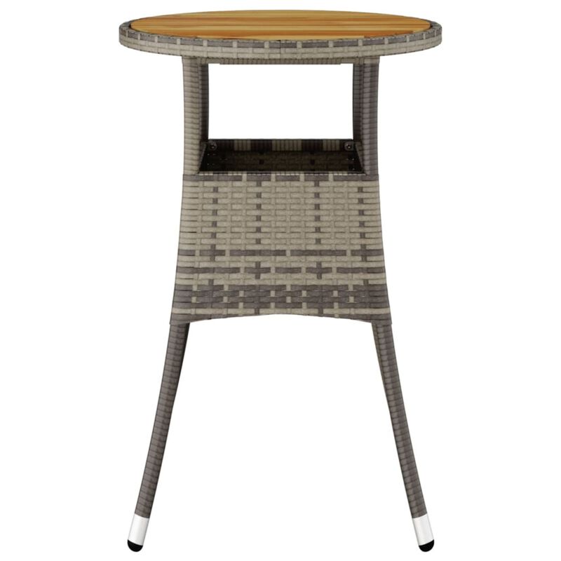 vidaXL Patio Table 23.6"x29.5" Acacia Wood and Poly Rattan Gray