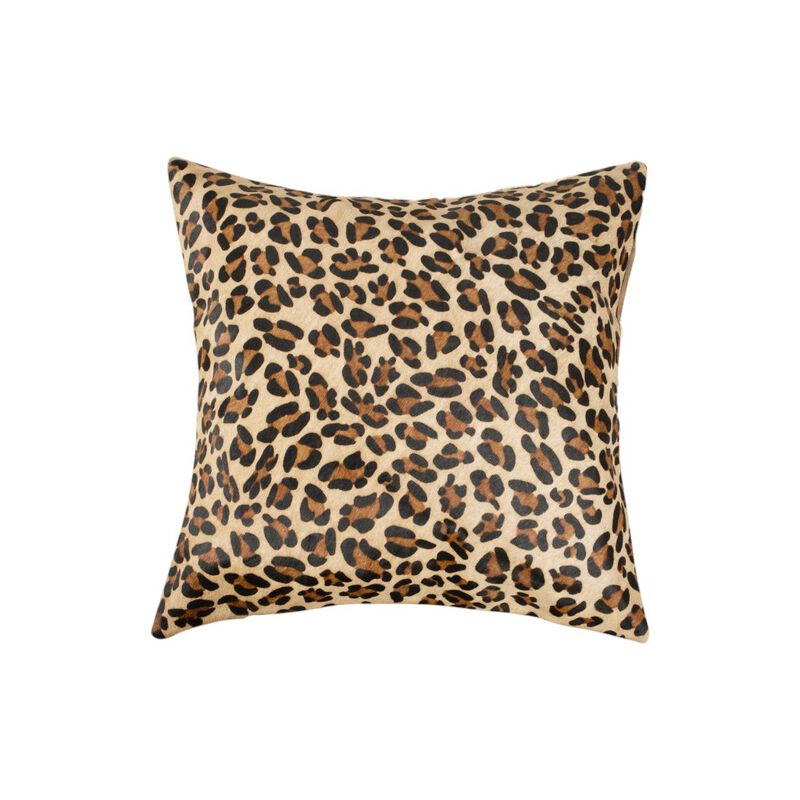 HomeRoots Set of Two 18" Brown and Black Leopard Cowhide Throw Pillows image number 2