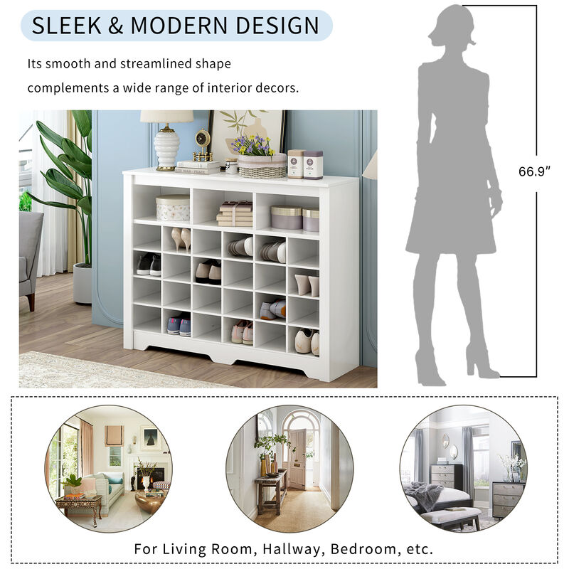 Merax Sleek Design Cubby Console Shoe Cabinet