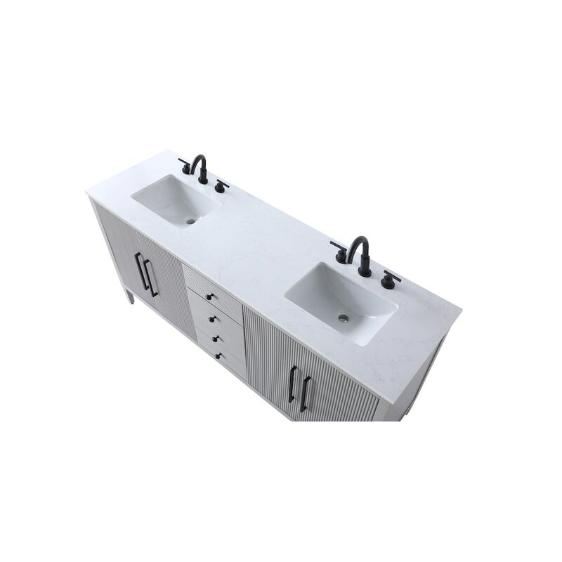 Elegant Kitchen and Bath 72 inch Double Bathroom Vanity in Grey