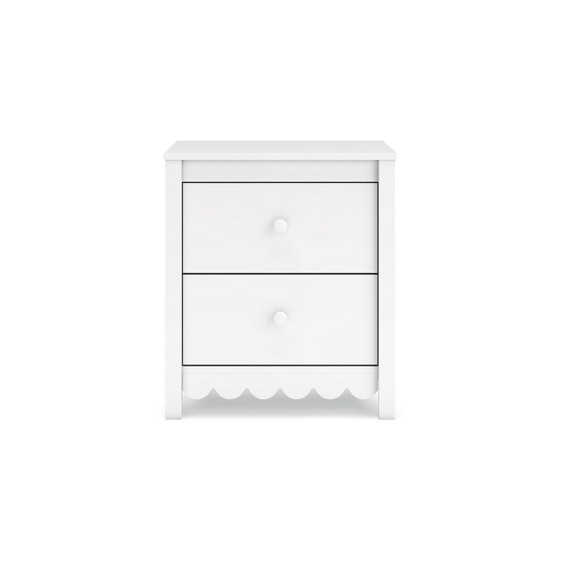 Kally Nightstand, 2 Drawers, Modern Matte White Wood Finish, 24 Inch - Benzara