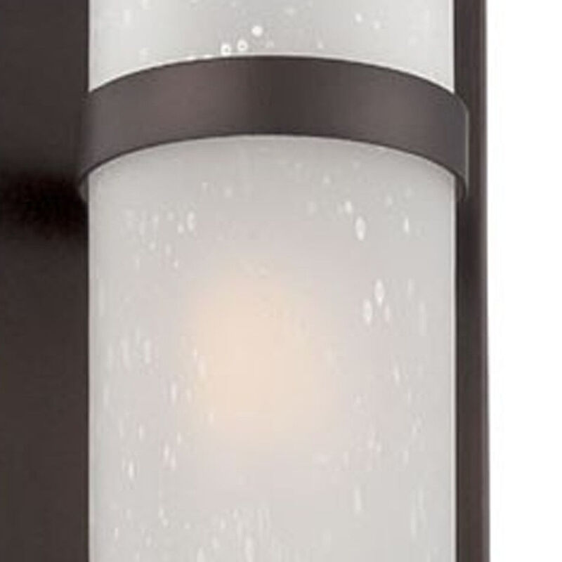 Homezia Two Light Bronze and White Glass Wall Sconce