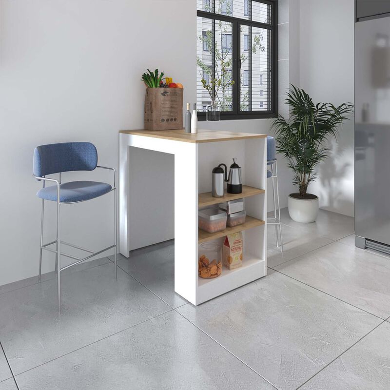 Streamdale Highlands Kitchen Island With Storage Base In White And Macadamia image number 6