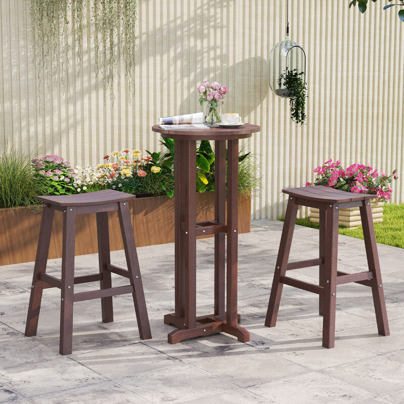 HDPE Armless Patio Bar Stools Set – Saddle Seat Outdoor Counter Chairs