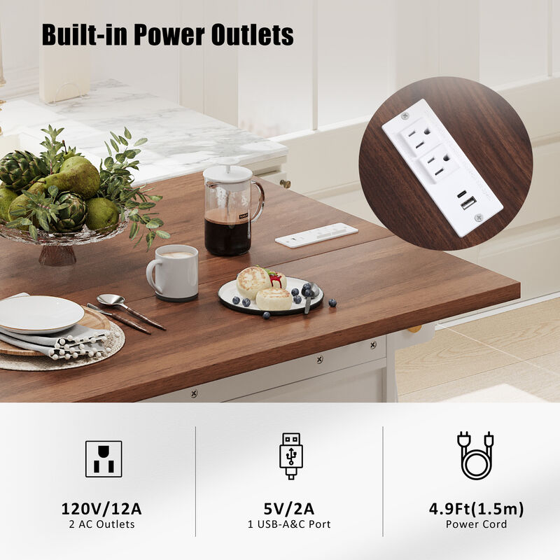 Merax Farmhouse Kitchen Island with Drape of Beads