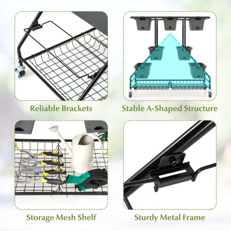 Hivvago Vertical Raised Garden Bed with 7 Planter Boxes and Storage Baskets