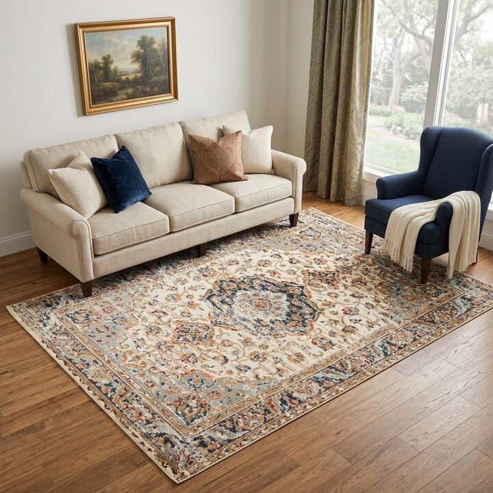 HomeRoots Medallion Power Loom Area Rug