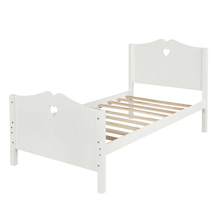 Whisen Modern Design Twin Size Wood Platform Bed with Headboard and Footboard - White