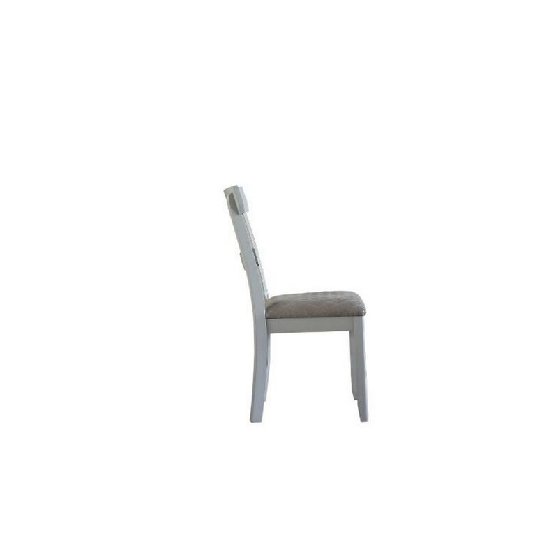 Side Chair with Fabric Seat and Open Back, Set of 2, Beige-Benzara