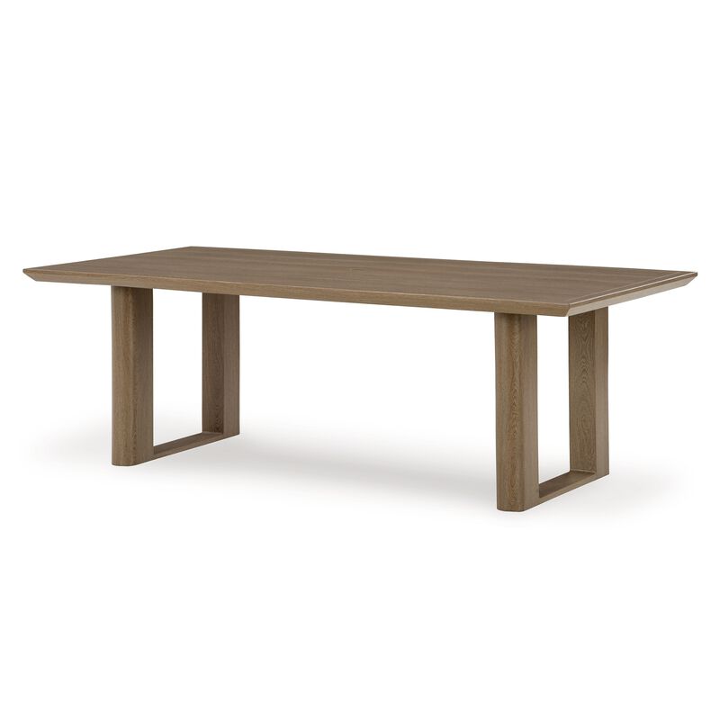 Baily Outdoor Dining Table with Umbrella Hole, 84 Inch Brown Metal - Benzara