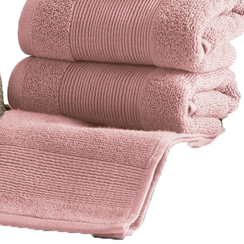 Lyra 18 Piece Ultra Soft Towel Set, Absorbent Textured Cotton Yarn, Pink-Benzara