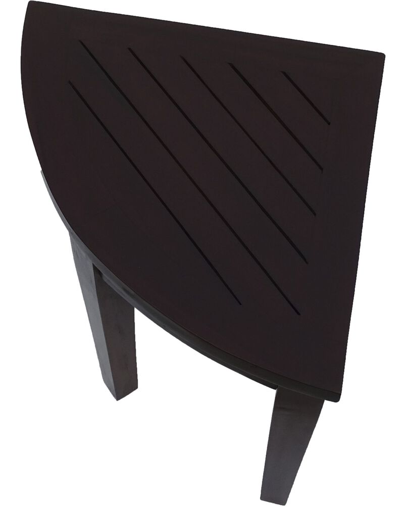 DecoTeak SnazzyCorner 18" Teak Wood Shower Corner Stool in Woodland Brown Finish