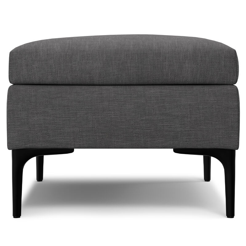 Rebecca 36 inch Wide Mid Century Rectangle Rectangular Coffee Table Storage Ottoman with Lift Up Lid in Slate Grey Polyester linen Look, Assembled