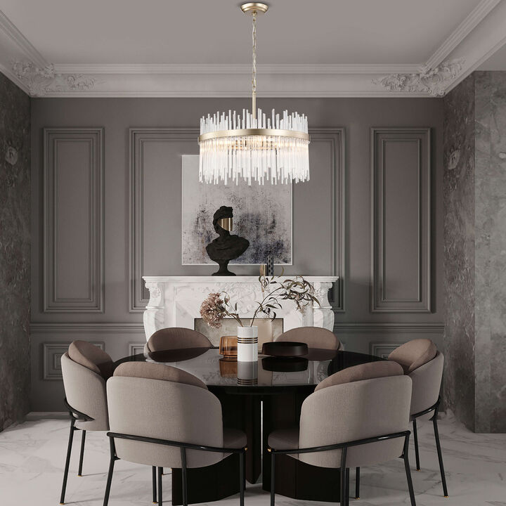 Paula 5-light Brushed Champagne Silver Clear Glass Bars Chandelier