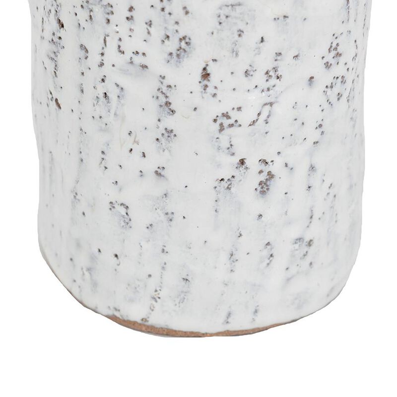 HomeRoots 10" Beige And Ivory Cylinder Terracotta Table Vase image number 2