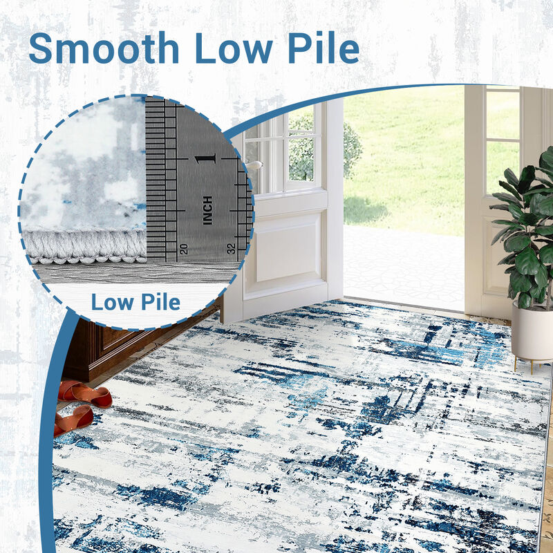 10X13 FT Modern Abstract Runner Rug Washable Rug for Hallway Non Slip Kitchen Rug Low Pile Soft Entryway image number 5
