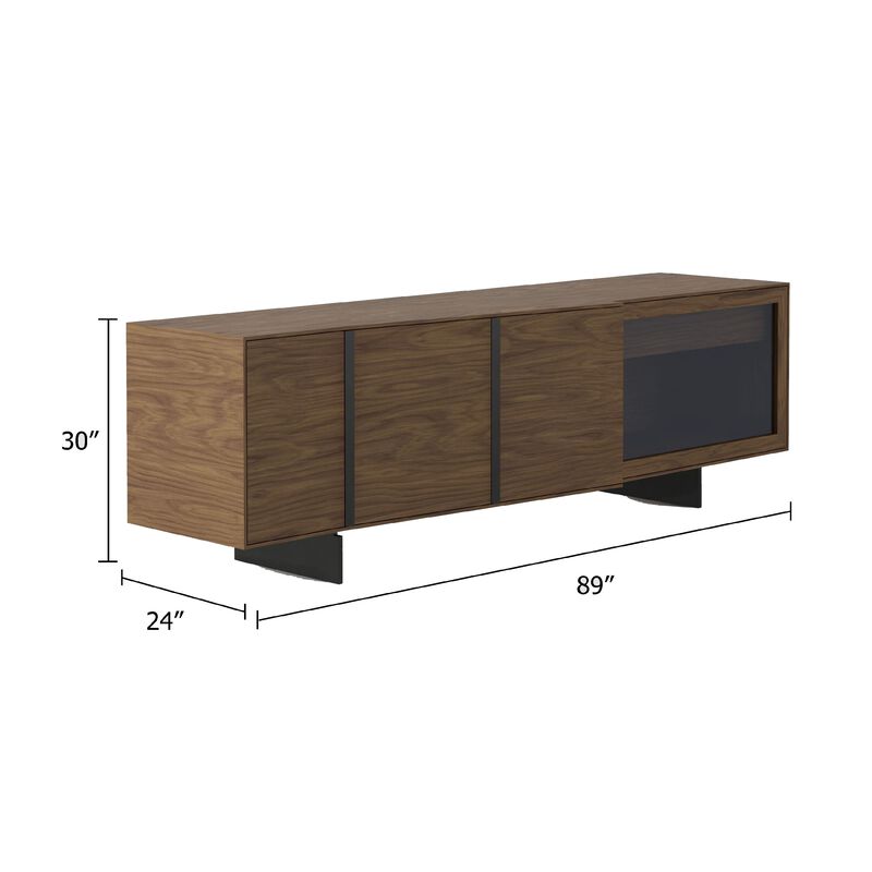 Cid Tera Sideboard Buffet Cabinet, 89 Inch Brown Walnut Veneer, 2 Angled Doors image number 4