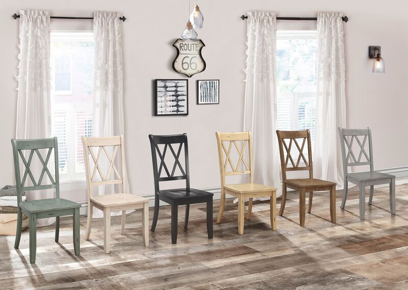 Streamdale Transitional Gray Side Chairs Set, Double-X Design