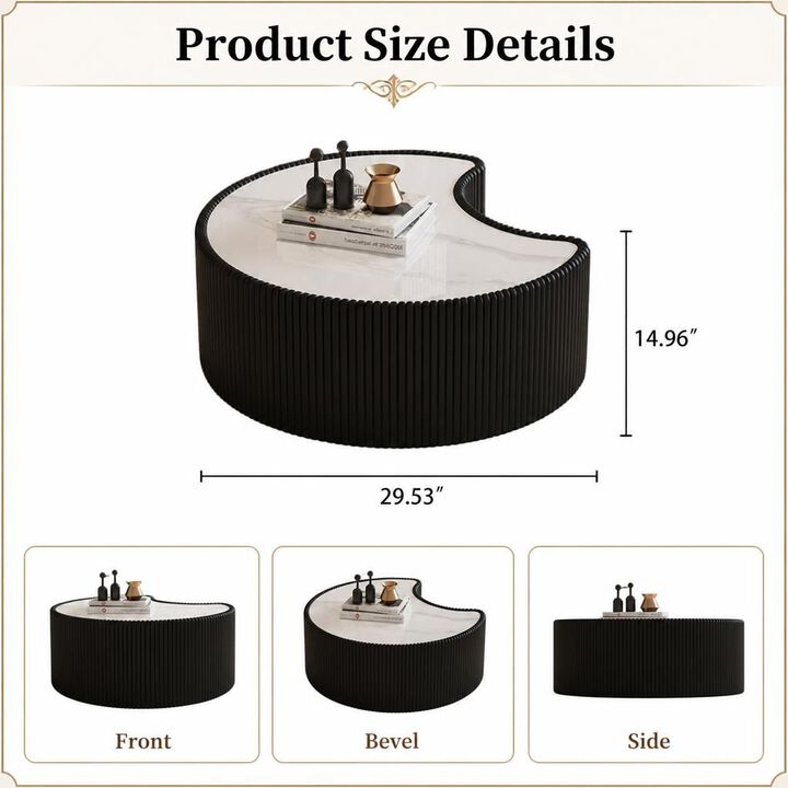 GOODSILO Irregular Shaped Sintered Stone Top Modern Coffee Table, Stylish Living Room Accent with Unique Surface Pattern