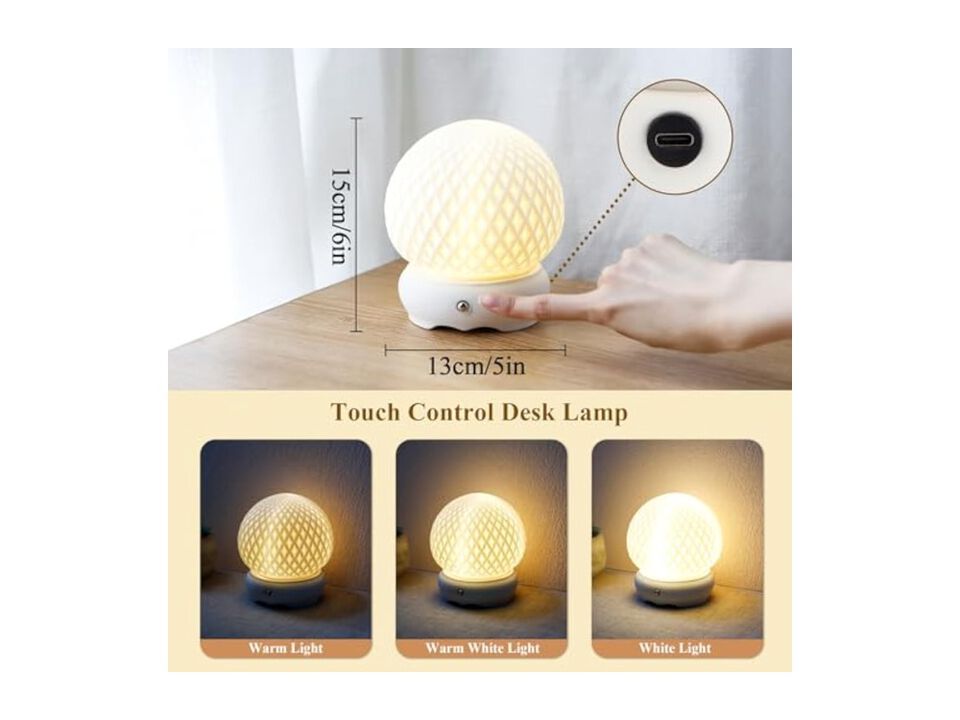 Rechargeable Dimmable Touch Control Ceramic Desk Lamp For Living Room Bedroom