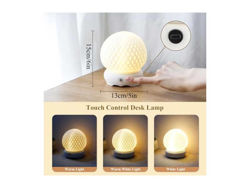 Rechargeable Dimmable Touch Control Ceramic Desk Lamp For Living Room Bedroom image number 1