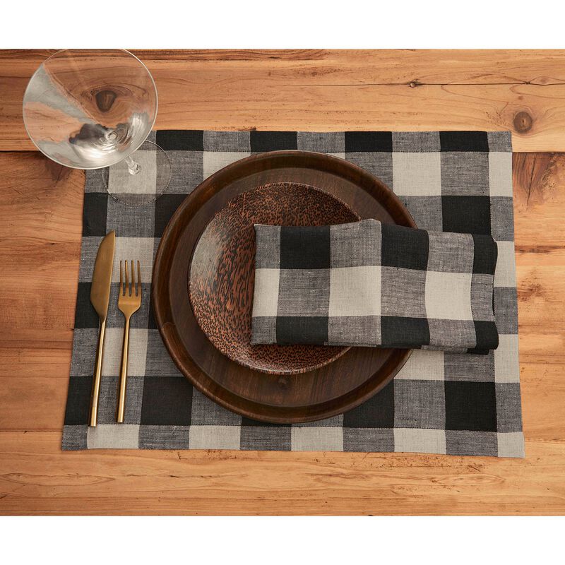 Christmas Linen Placemats 14 x 19 in Set of 4 - Buffalo Check, Solino Home