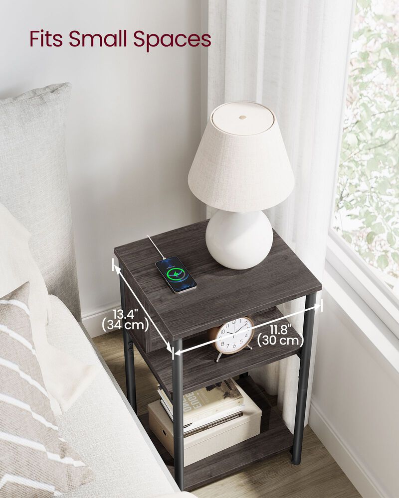 Side Table with Charging Station - 3-Tier End Table with USB Ports and Outlets for Convenient Charging image number 4