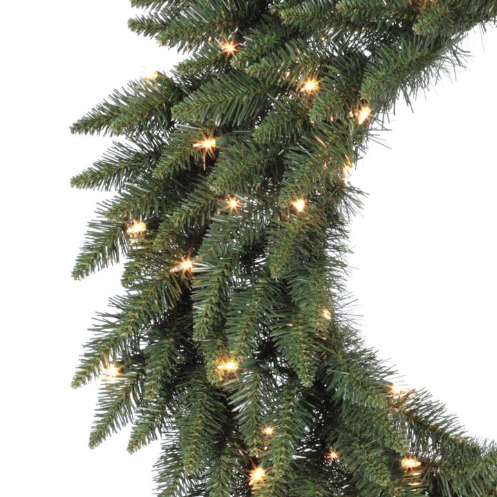 Vickerman 42" Prelit Camdon Fir Artificial Christmas Wreath, Featuring 150 Warm White Mini LED Lights - Faux Holiday Wreath - Indoor or Outdoor Wreath