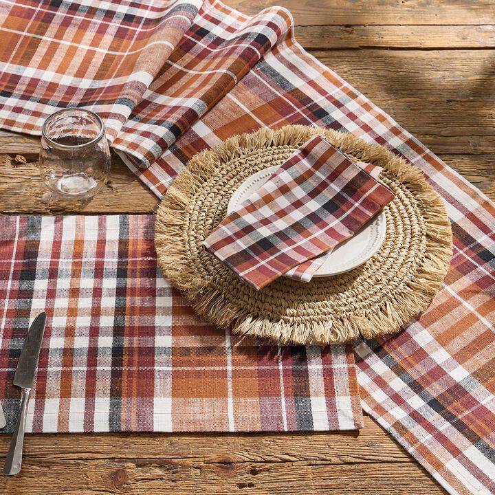 Split P Russett Plaid Striped Red Napkin Set Of 4