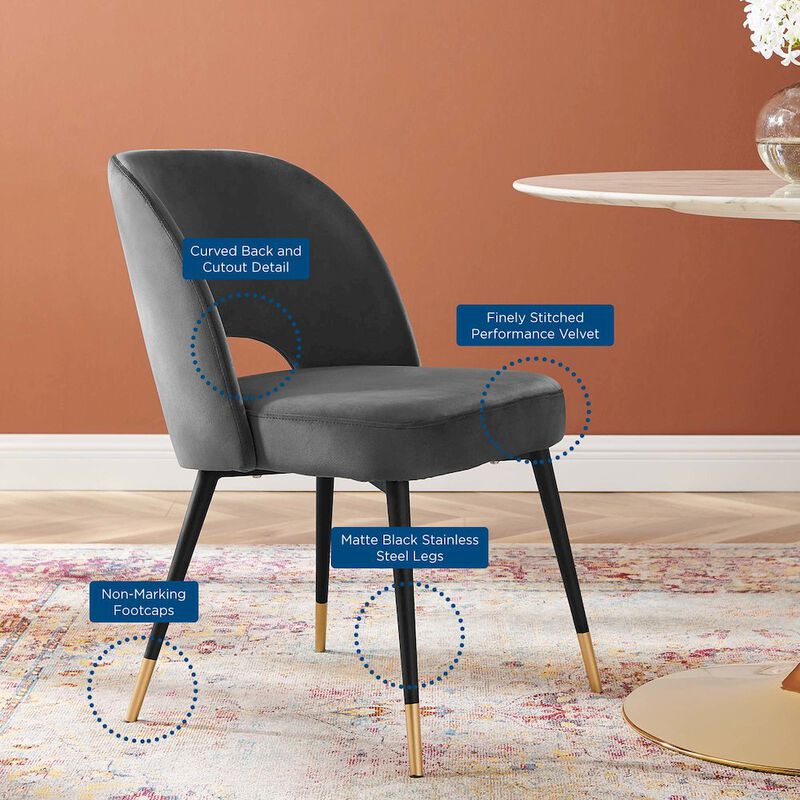 Rouse Performance Velvet Dining Side Chairs Set of 2 image number 5