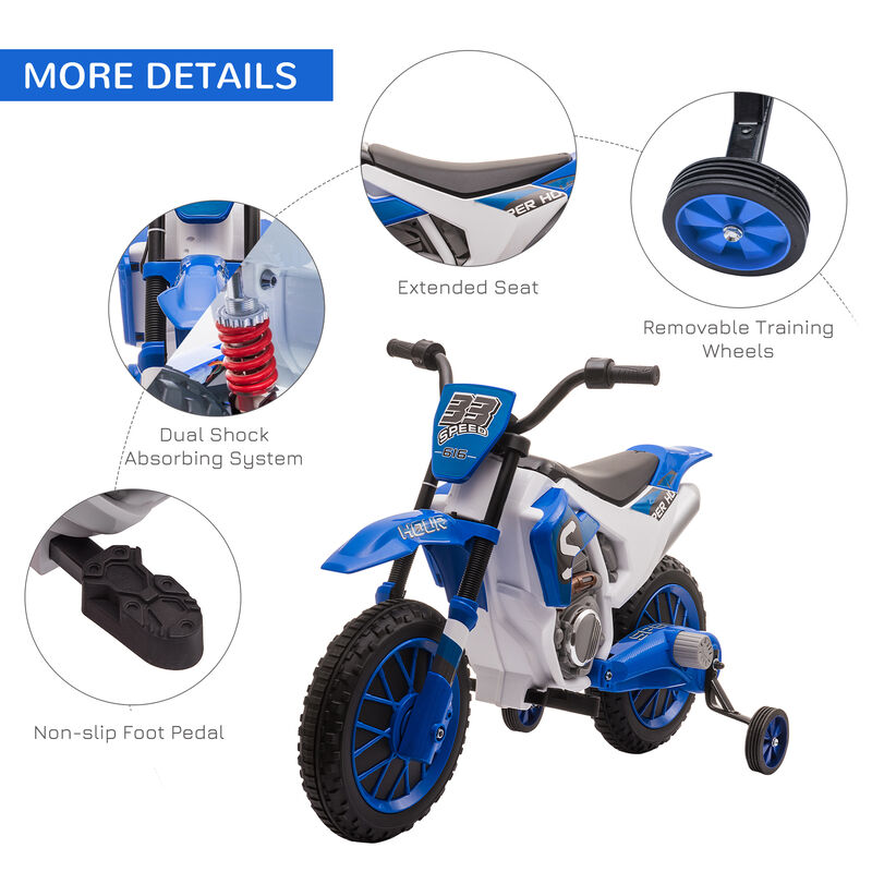 BreeBe 12V Kids Motorcycle w/ Treaded Tires, 5mph Top Speed Electric Bike for Kids, Ride On Motorcycle w/ Training Wheels, Battery Charger, Spring Suspension image number 5