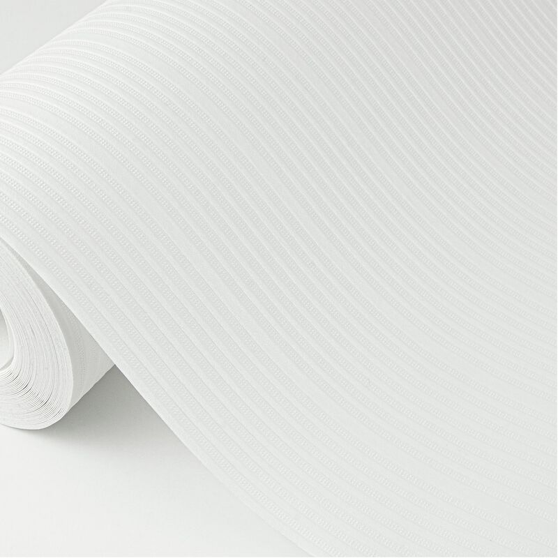 Cedric White Paintble Stripe Wallpaper (Double Roll) image number 4