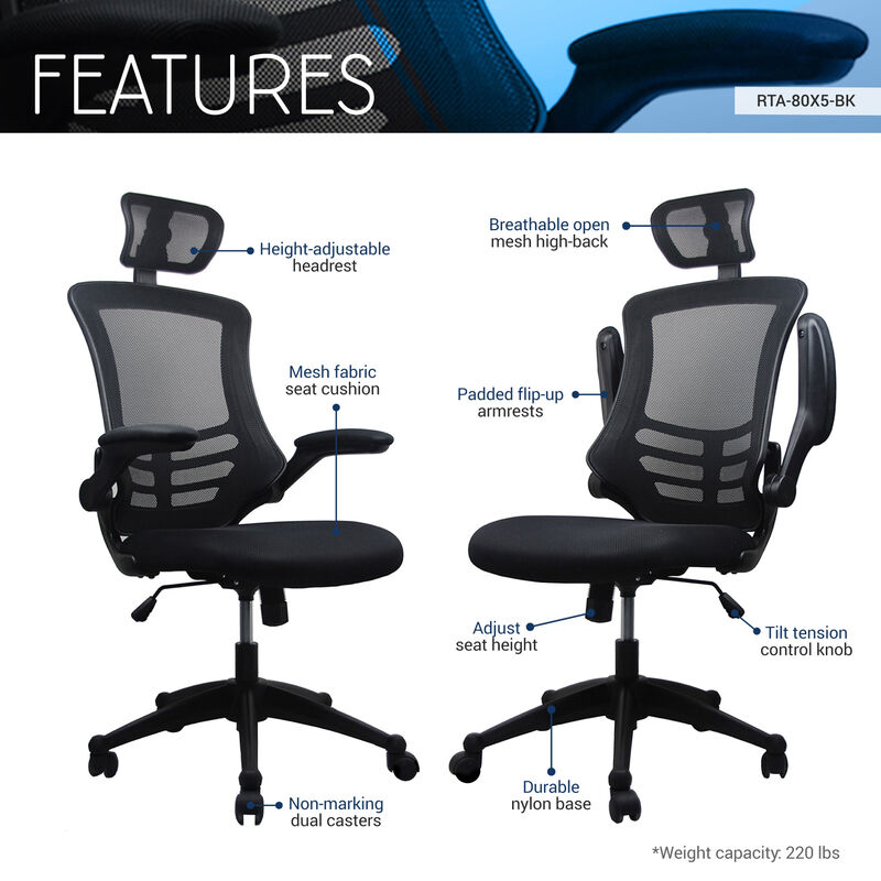 Streamdale Contemporary Mesh Executive Chair with Headrest and Arms image number 2