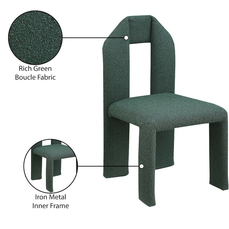 Meridian Furniture Bennett Green Boucle Fabric Dining Chair, Set of 2