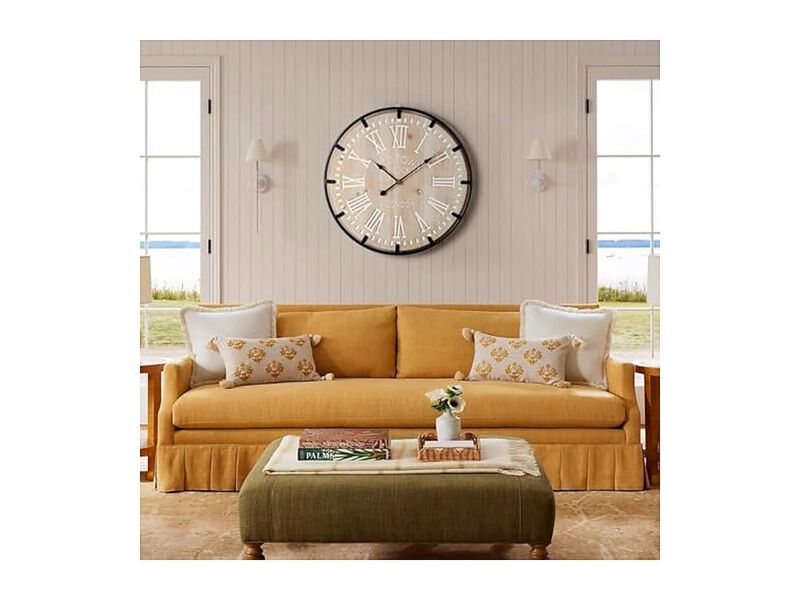 Farmhouse Metal Circle Wood Bedrooms Wall Clock 24 Inch Silent Battery Operated image number 2