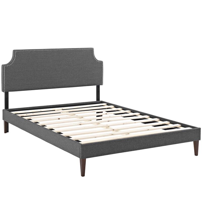 Modway - Corene King Fabric Platform Bed with Squared Tapered Legs Gray